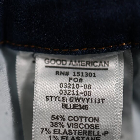 Good American Jeans Womens 14 32 Blue Good Waist Denim Distressed Whiskering - Picture 8 of 14